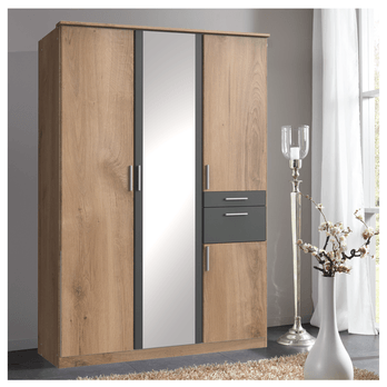 Šatníková skriňa KESTER II dub doskový/grafitová 1