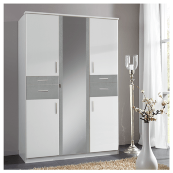 Šatníková skriňa KESTER III biela/betón 1