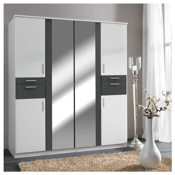 Šatníková skriňa KESTER IV biela/grafitová 1