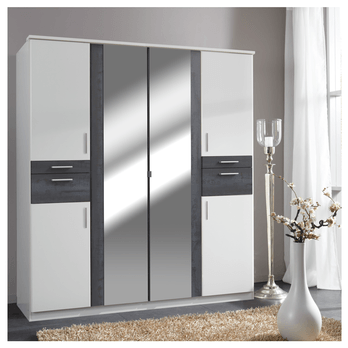 Šatníková skriňa KESTER IV biela/steel optic 1