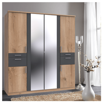 Šatníková skriňa KESTER IV dub doskový/grafitová 1