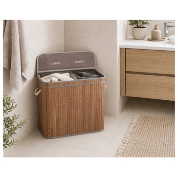 Kôš na bielizeň KHAN bambus, šírka 52 cm 5