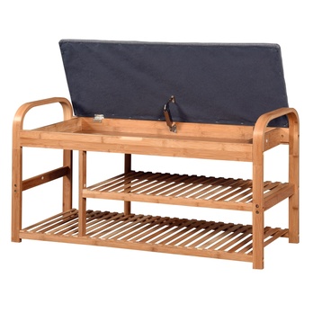 Lavica na topánky KIRKE bambus/sivá, šírka 100 cm 1