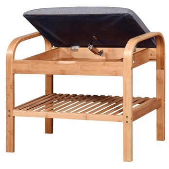 Lavica na topánky KIRKE bambus/sivá, šírka 60 cm 1