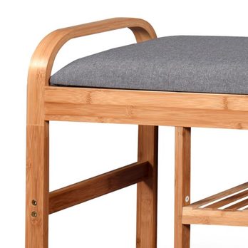 Lavica na topánky KIRKE bambus/sivá, šírka 100 cm 2