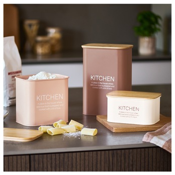 Dóza na potraviny KITCHEN staroružová/bambus, objem 3,5 L 1