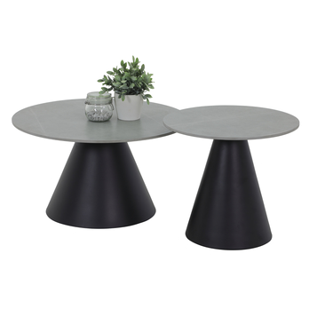 Konferenčný stolík KLAUS sivý mramor/čierna, sada 2 ks 1