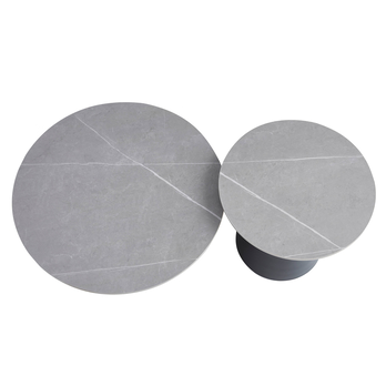 Konferenčný stolík KLAUS sivý mramor/čierna, sada 2 ks 4