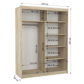 Šatníková skriňa KLOE dub sonoma 3