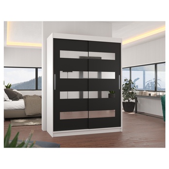 Šatníková skriňa KLOE biela/čierna 1