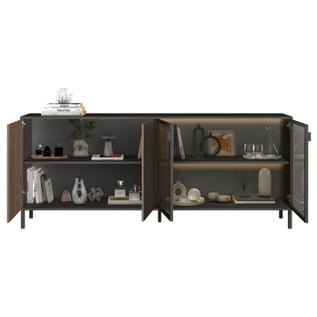 Komoda KOMODA 4DS antracitová/tmavohnedá 2