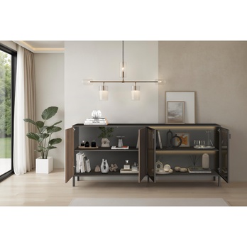 Komoda KOMODA 4DS antracitová/tmavohnedá 4