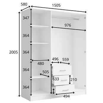 Šatníková skriňa KONSO 19 biela 3