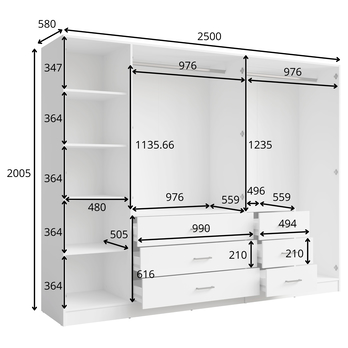 Šatníková skriňa KONSO 21 biela 3