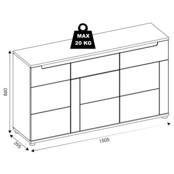Komoda KOVAN PR3 dub craft zlatý/čierna 3