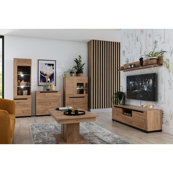 Vitrína KOVAN PR5 dub craft zlatý/čierna 1