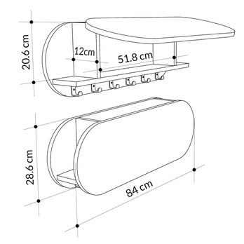 Nástenný vešiak KROMA sivá 5