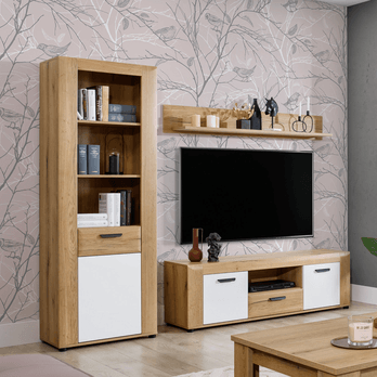 Vitrína KRONOS dub evoke/biela 1