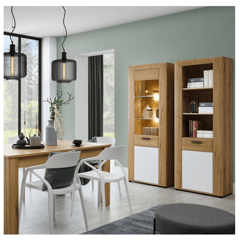 Vitrína KRONOS dub evoke/biela 3