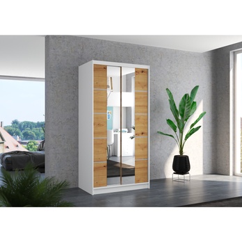 Šatníková skriňa  KSAVERA biela/dub artisan 1