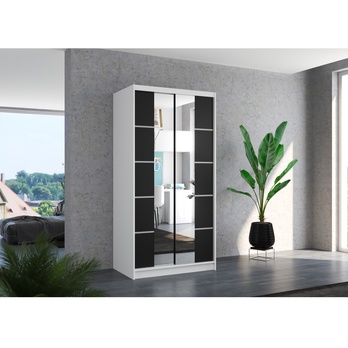 Šatníková skriňa  KSAVERA biela/čierna 1