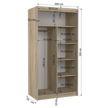 Šatníková skriňa  KSAVERA dub sonoma/biela 3