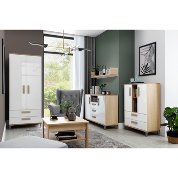 Nástenná polica KUBO KB9 dub nagano/biela vysoký lesk 2