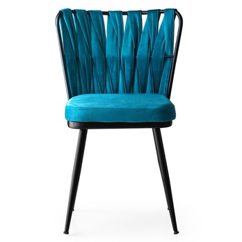 Jedálenská stolička KUSAKLI modrá/čierna, sada 2 ks 2