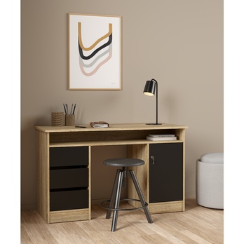 Písací stôl KUZMO dub/čierna 1