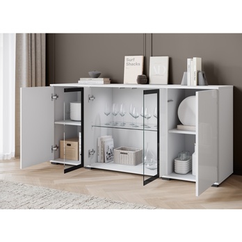 Príborník LAIMA I biela/biela vysoký lesk 2