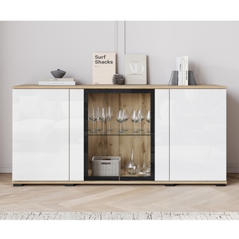 Príborník LAIMA I dub wotan/biela vysoký lesk 3