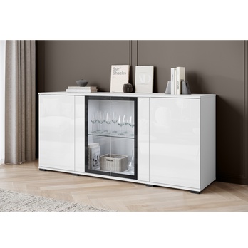 Príborník LAIMA I biela/biela vysoký lesk 1