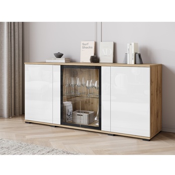 Príborník LAIMA I dub wotan/biela vysoký lesk 1