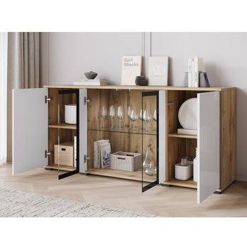 Príborník LAIMA I dub wotan/biela vysoký lesk 2