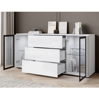 Príborník LAIMA II biela/biela vysoký lesk 2