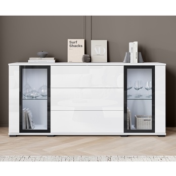 Príborník LAIMA II biela/biela vysoký lesk 3