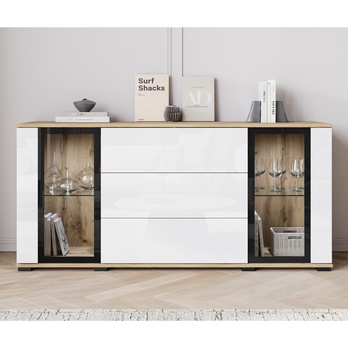 Príborník LAIMA II dub wotan/biela vysoký lesk 3