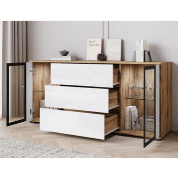 Príborník LAIMA II dub wotan/biela vysoký lesk 2