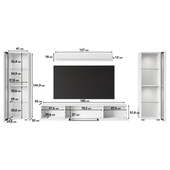 Obývacia stena LAIMA biela/biela vysoký lesk 6