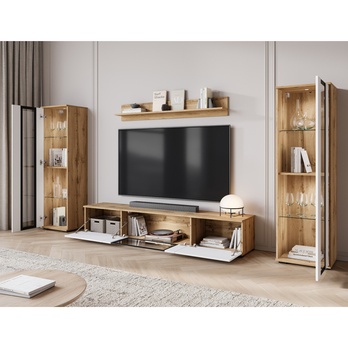 Obývacia stena LAIMA dub wotan/biela vysoký lesk 2