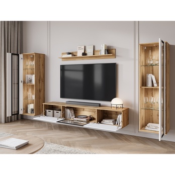 Obývacia stena LAIMA dub wotan/biela vysoký lesk 5