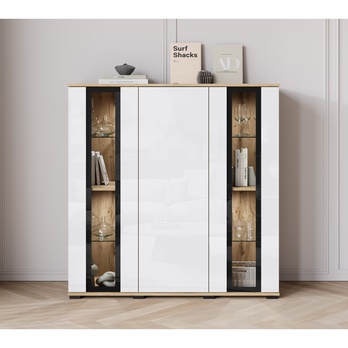 Vitrína LAIMA dub wotan/biela 1