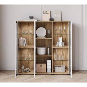 Vitrína LAIMA dub wotan/biela 2