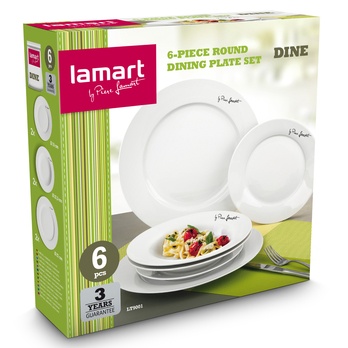 Sada tanierov LAMART DINE porcelán, 6 ks, okrúhle 3
