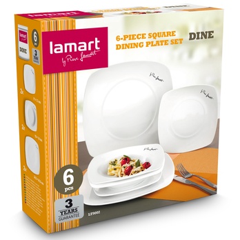 Sada tanierov LAMART DINE porcelán, 6 ks, hranatá 4