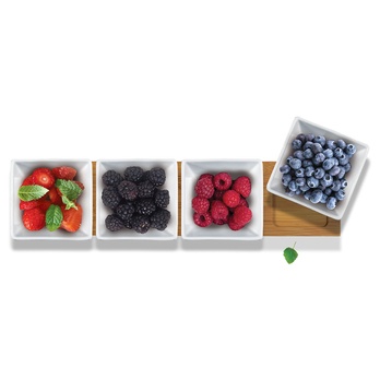 Misky s podnosom LAMART porcelán/bambus, 4 ks 4