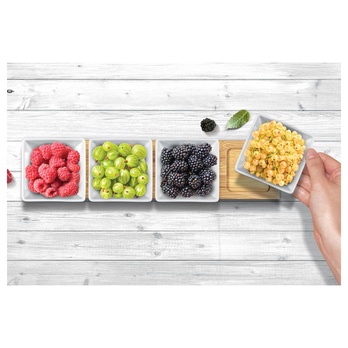 Misky s podnosom LAMART porcelán/bambus, 4 ks 5