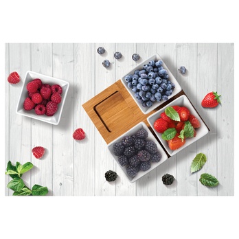 Misky s podnosom LAMART porcelán/bambus 2