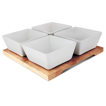 Misky s podnosom LAMART porcelán/bambus 3