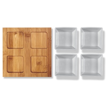 Misky s podnosom LAMART porcelán/bambus 5